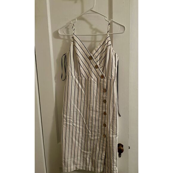 Forever 21 Striped Asymmetrical Button-Front Cami Dress - Picture 1 of 4
